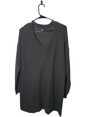 Zenana Outfitters Womens Black V-Neck Long-Sleeve Knit Sweater Size S